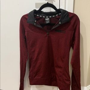 PINK Victoria's Secret Burgundy Quarter-Zip Sweatshirt